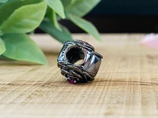 Charm Corazón Rosa Negra - Plata