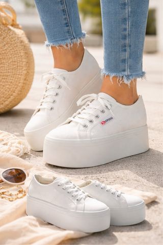 Superga Zapatillas Plataforma Blancas