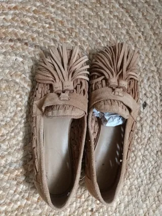 Mocasines Zara Ante Beige