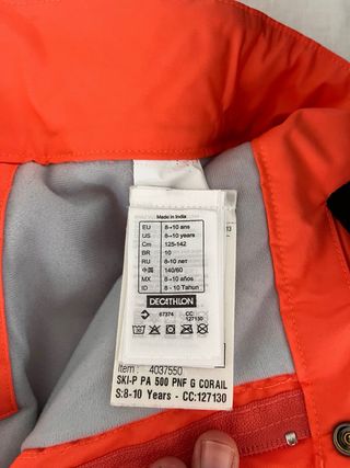 Pantalón de esquí infantil naranja