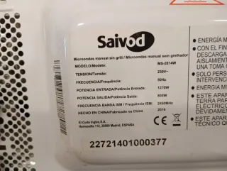 Microondas Saivod 800W Blanco