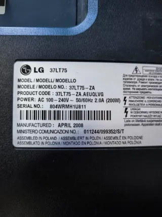 TV LG 37LT75-ZA , necesita TDT,y mando