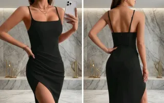 Vestido negro con abertura lateral