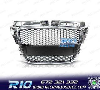 PARRILLA AUDI A3 8P 08-12 LOOK RS CROMO NEGRO