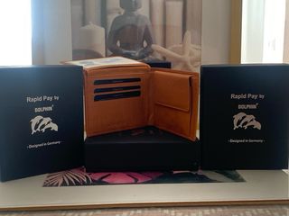 Cartera de piel de búfalo marrón Dolphin