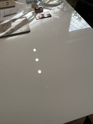 Mesa Comedor Blanca Brillante Metalizada