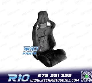 KIT ASIENTO DEPORTIVO SEMI BAQUET LOOK RS ALCÁNTARA NEGRA