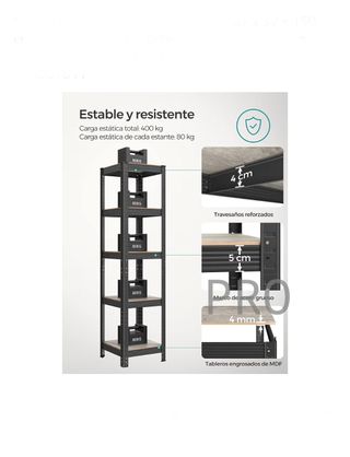 Estantería 5 Niveles Negra