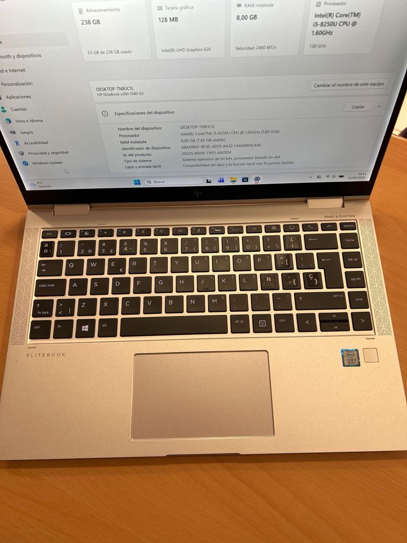 Portátil HP Elitebook 14'' Plata Táctil afbeelding 3