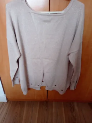 Jersey beige talla única con detalles