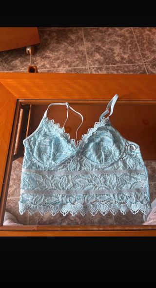 Top encaje azul fiesta