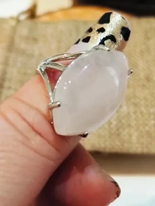 Anillo Cuarzo Rosa Natural Plata