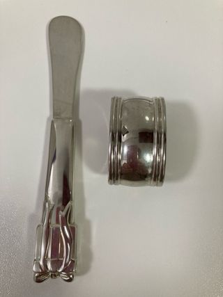 Pala mantequilla y servilletero plata