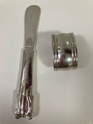 Pala mantequilla y servilletero plata