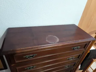 Cómoda de madera oscura 6 cajones