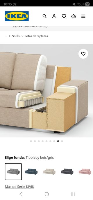 Sofá KIVIK 3 plazas gris Tibbleby