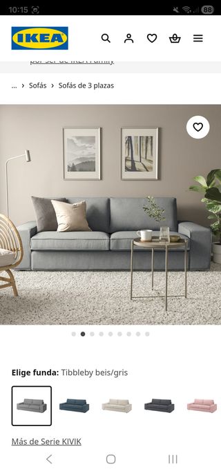 Sofá KIVIK 3 plazas gris Tibbleby