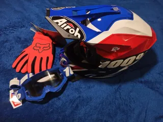 Casco Airoh Enduro/Cross + 2 Gafas 100% + Guantes