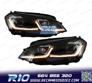 FAROS VOLKSWAGEN VW GOLF 7 12-17 DRL DINAMICOS NEGROS LOOK 7