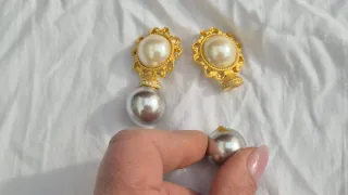 Orecchini pendenti perle finte oro