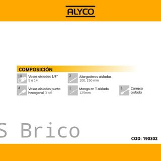 Juego Llaves de Vaso Aisladas de 1/4" - 18 Piezas Alyco 190302