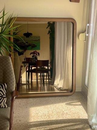 Espejo Grande Pared Cristal Tintado Madera