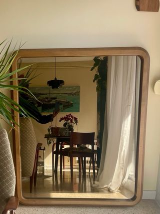Espejo Grande Pared Cristal Tintado Madera