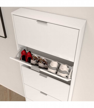 Zapatero Alto 5 Trampones. Blanco Brillo