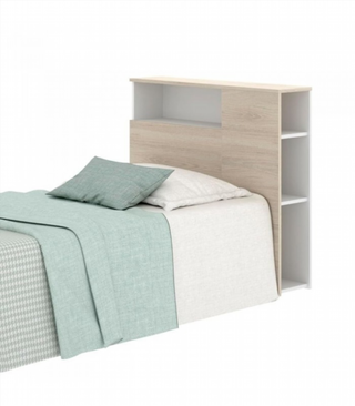 Cabecero Juvenil con Estante. Natural/Blanco