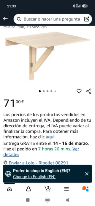 Mesa plegable de pared