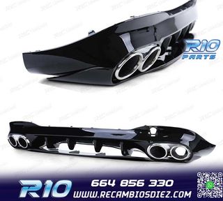 DIFUSOR MERCEDES CLA C118 19- LOOK AMG NEGRO BRILLO + COLAS