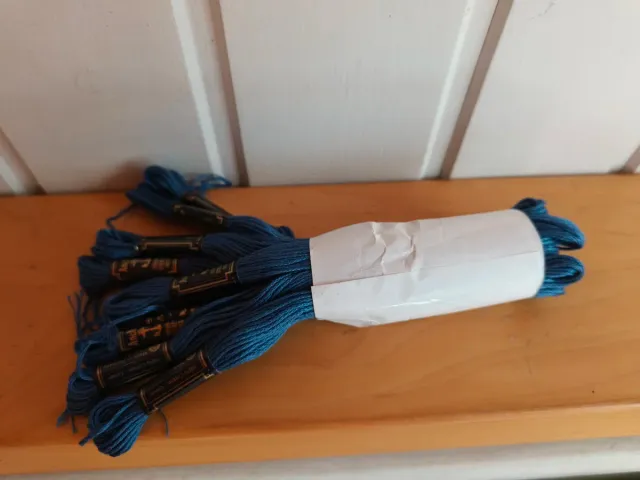 10 Madejas Hilo Bordar Ancora Azul