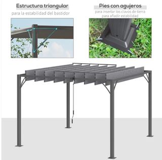 Cenador Jardín 3x3m Gris