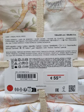 Funda Nórdica Zara Home 100% Algodón Satén 300 TC