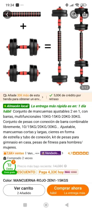 Conjunto Mancuernas 15kg