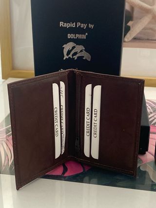 Cartera Tarjetero Piel Marrón Dolphin