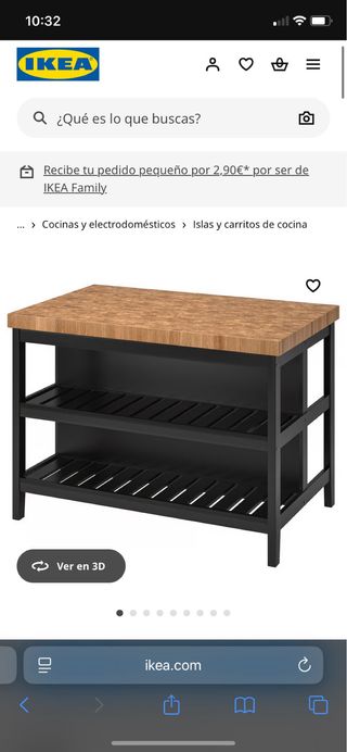 Isla Cocina IKEA VADHOLMA Madera + taburetes