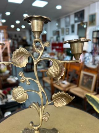 Candelabro Bronce Vintage Diseño Floral