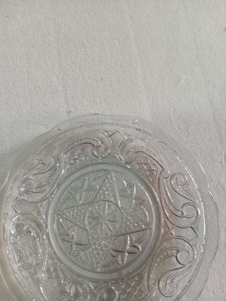 Juego de 5 platos vintage de cristal decorados