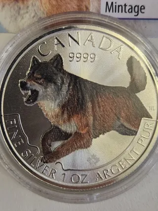 Onza Plata Pura .9999 Lobo Canadiense 2018
