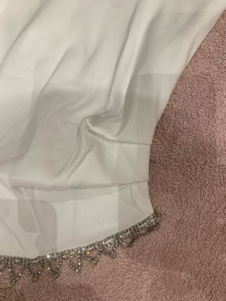 Top palabra de honor blanco con pedrería