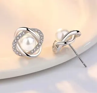 Pendientes Plata 925 Perla y Circonitas