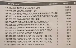 Lote productos Polini Minimoto competición