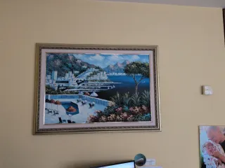 Cuadro Pintado a Mano Paisaje Montañoso