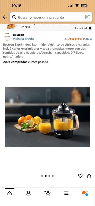 Exprimidor eléctrico Bestron cítricos