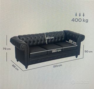 Divano Chesterfield 3 posti nero