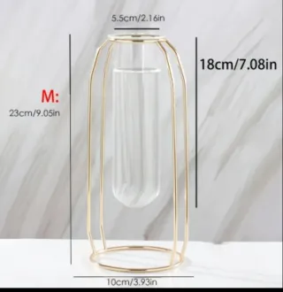 2 Jarrones Decorativos Metal y Cristal