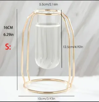 2 Jarrones Decorativos Metal y Cristal