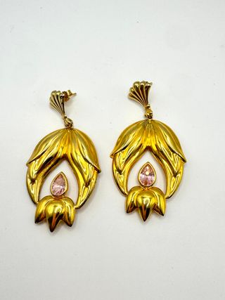 Orecchini placcati oro con zircone rosa