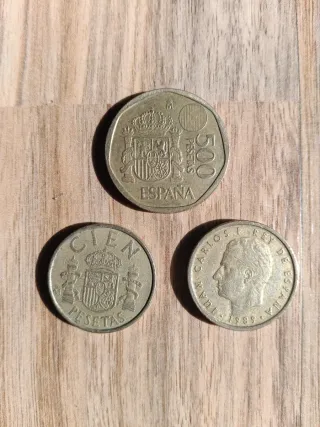 Lote 3 monedas: 2x100 pesetas y 1x500 pesetas
